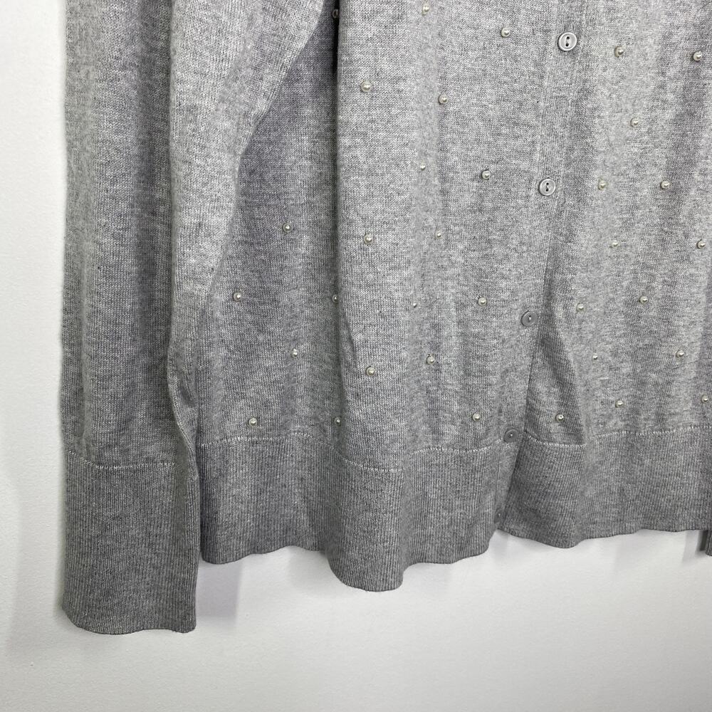 Sejour Women Grey Faux Pearl Button Down Cardigan Sweater Plus Size 1X - Picture 7 of 8